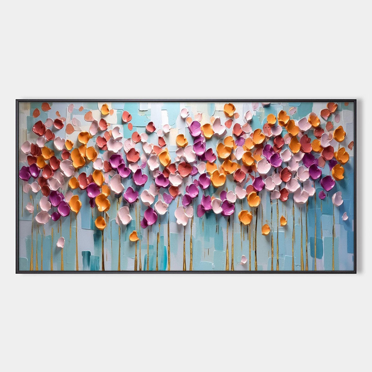Colorful Petals Oil Painting - Abstract Floral Wall Art