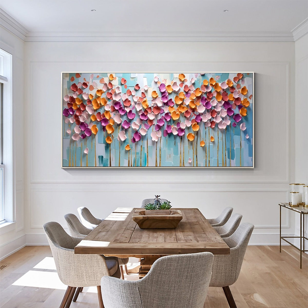 Colorful Petals Oil Painting - Abstract Floral Wall Art - Image 8