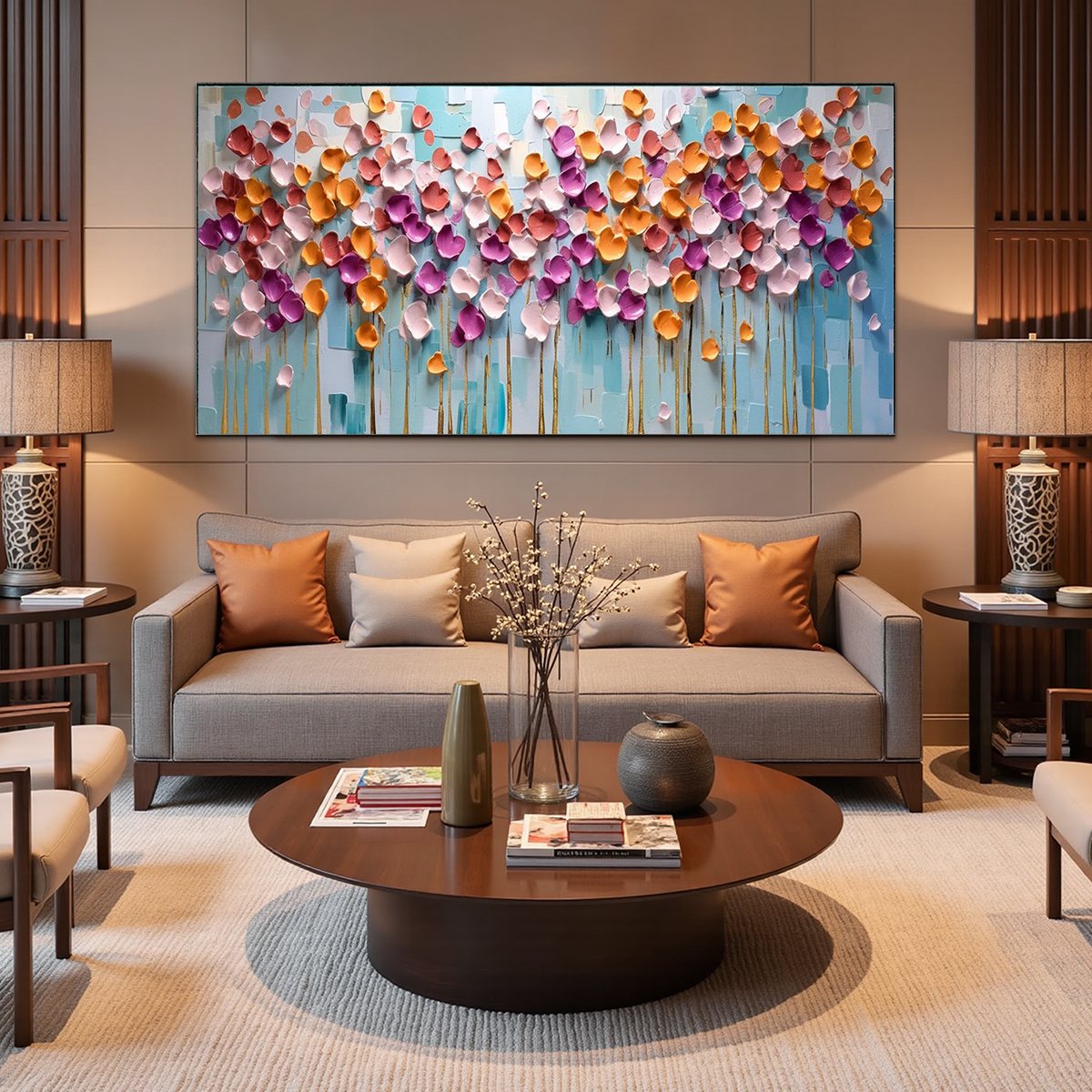 Colorful Petals Oil Painting - Abstract Floral Wall Art - Image 6