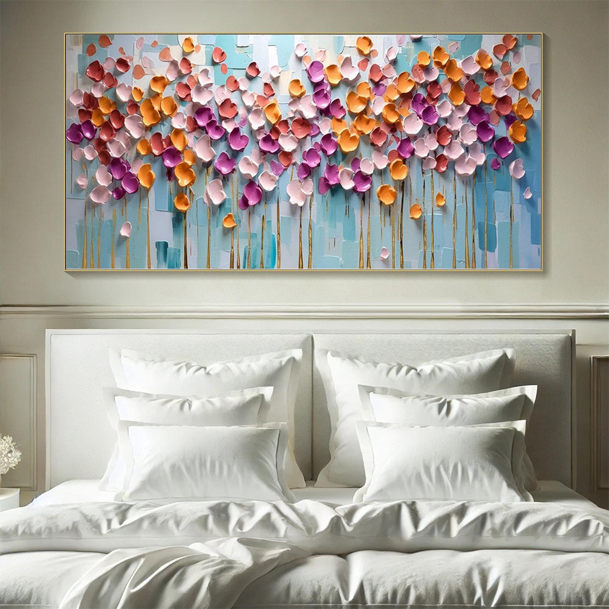 Colorful Petals Oil Painting - Abstract Floral Wall Art - Image 2