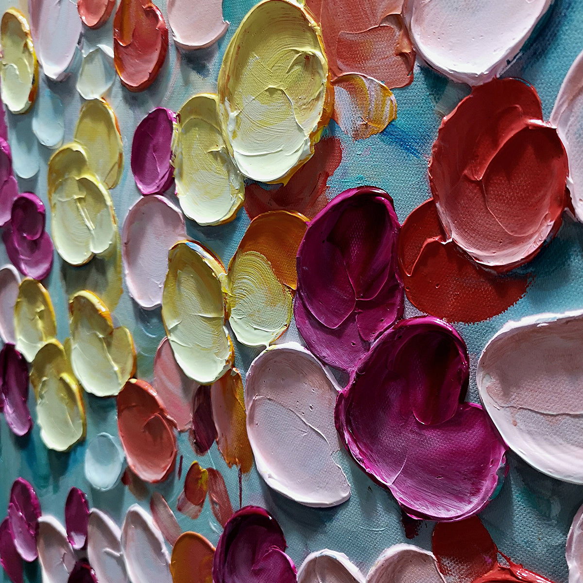 Colorful Petals Oil Painting - Abstract Floral Wall Art - Image 7