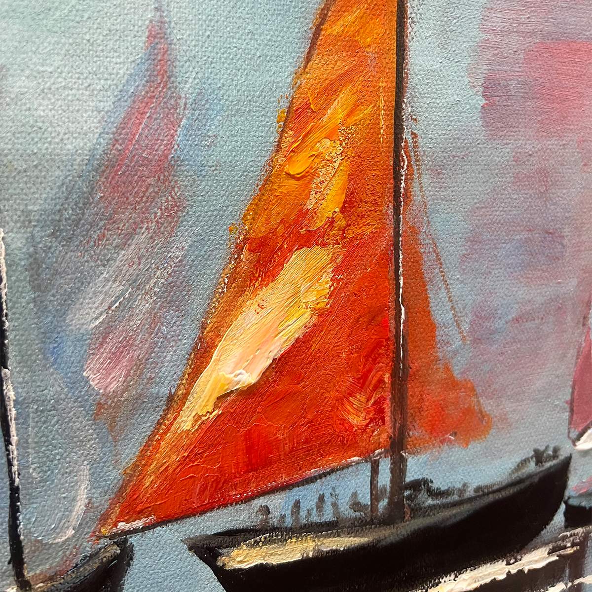 REGATTA DAWN: Colorful Seascape Oil Painting - Image 3
