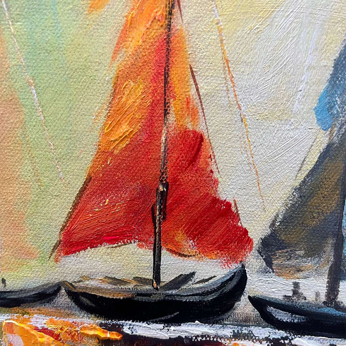 REGATTA DAWN: Colorful Seascape Oil Painting - Image 5