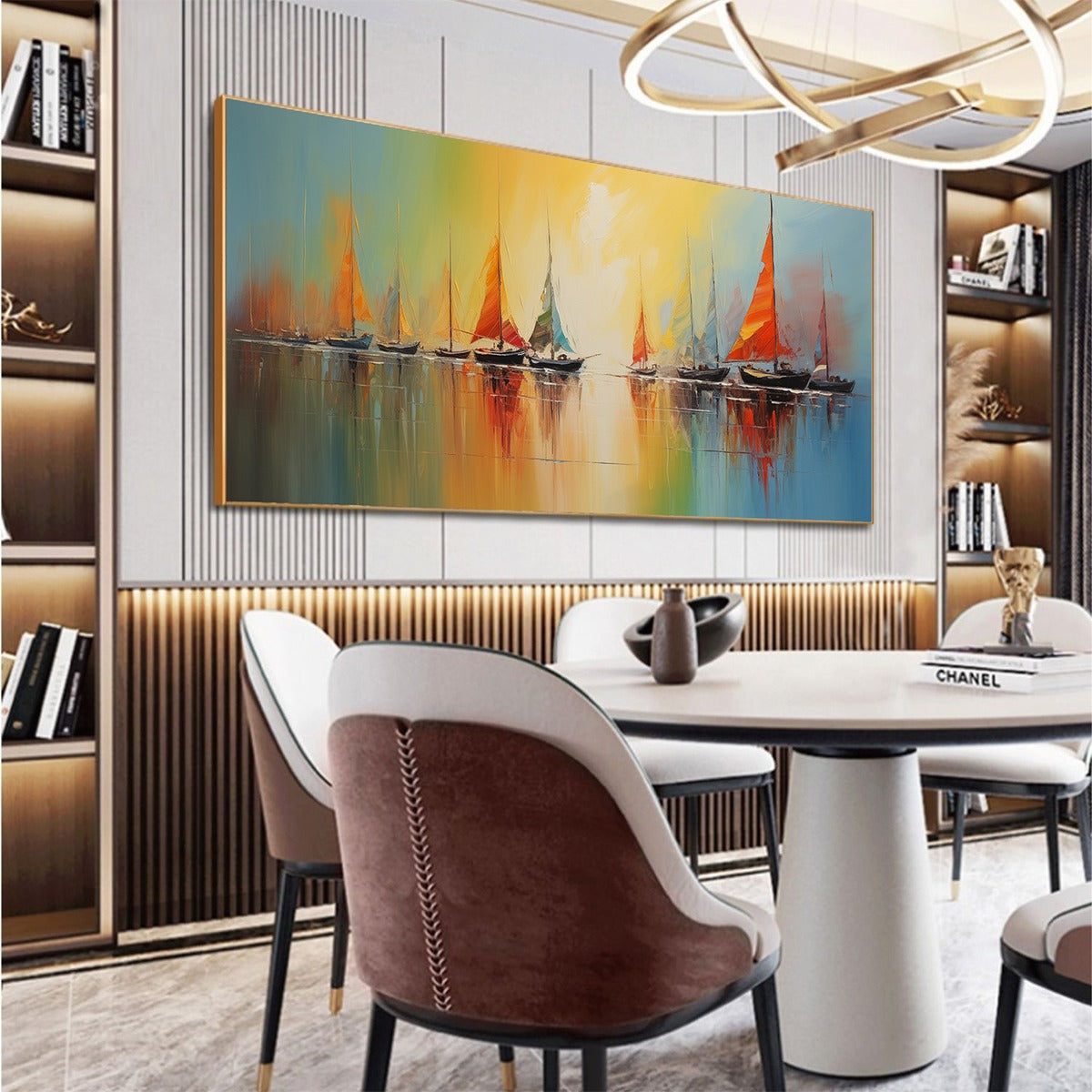 REGATTA DAWN: Colorful Seascape Oil Painting - Image 4