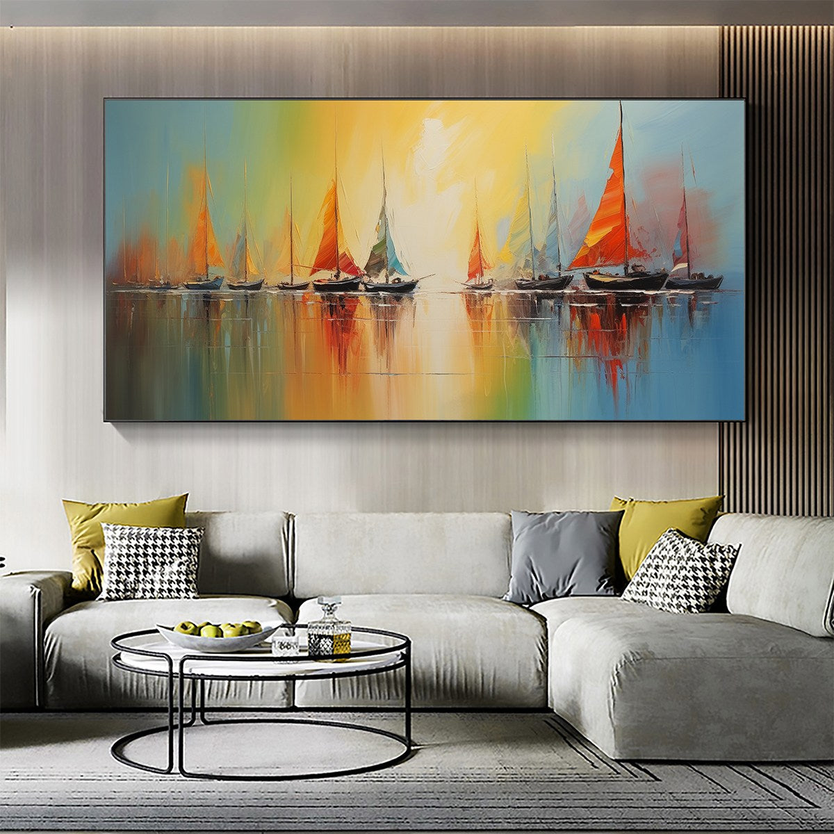 REGATTA DAWN: Colorful Seascape Oil Painting - Image 2