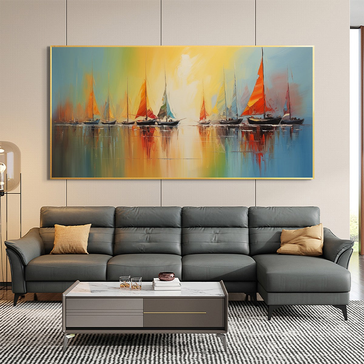 REGATTA DAWN: Colorful Seascape Oil Painting - Image 6