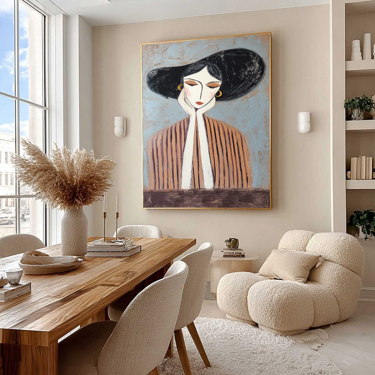 Contemplation Textured Portrait Oil Painting | Modern Wall Art - Image 7
