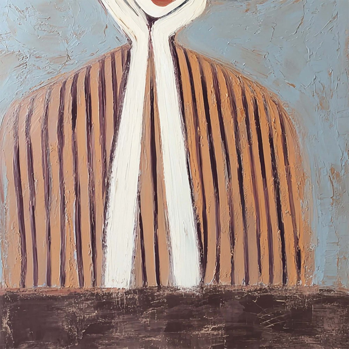 Contemplation Textured Portrait Oil Painting | Modern Wall Art - Image 5