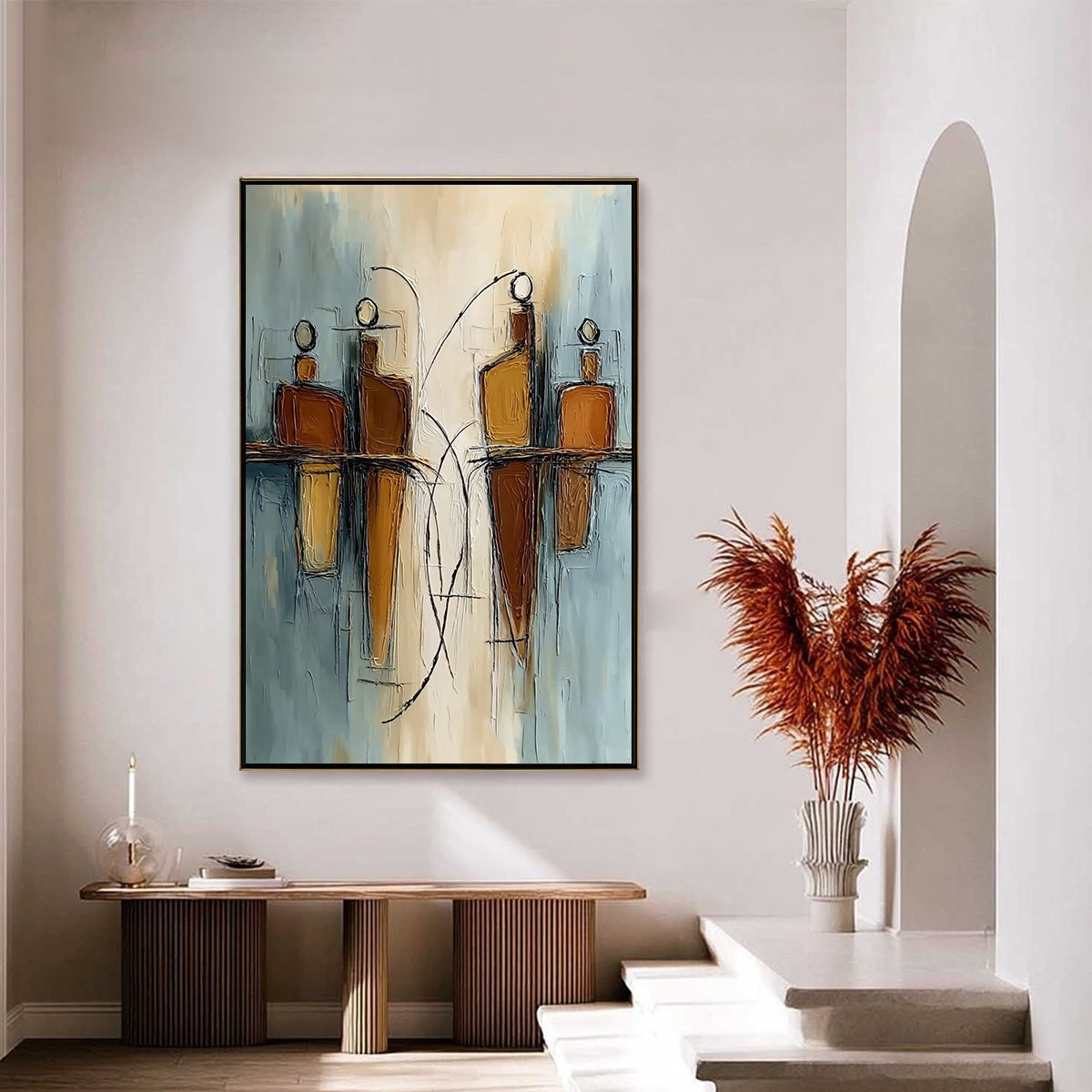 Convergence: Vertical Textured Abstract Oil Painting for Walls - Image 4