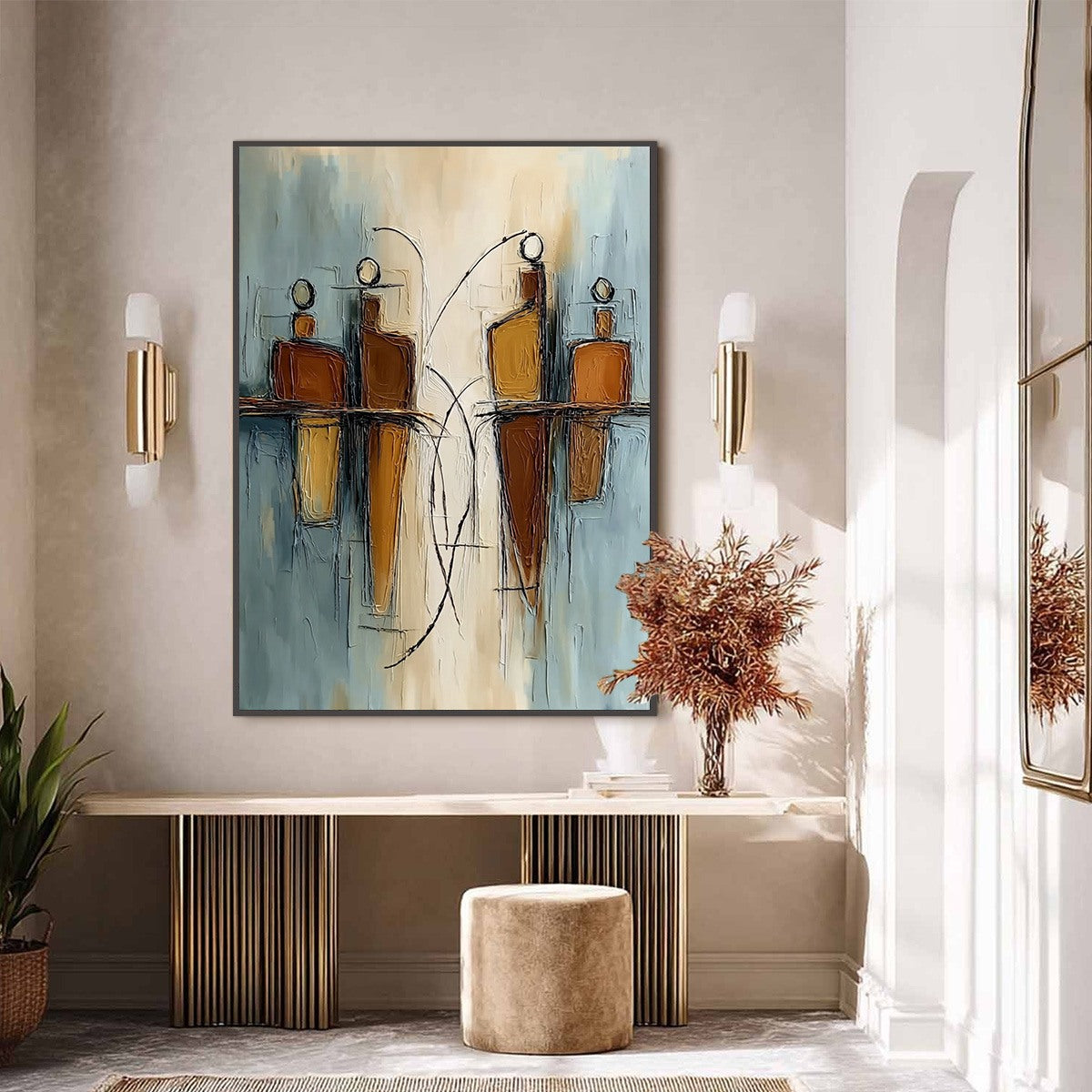 Convergence: Vertical Textured Abstract Oil Painting for Walls - Image 6