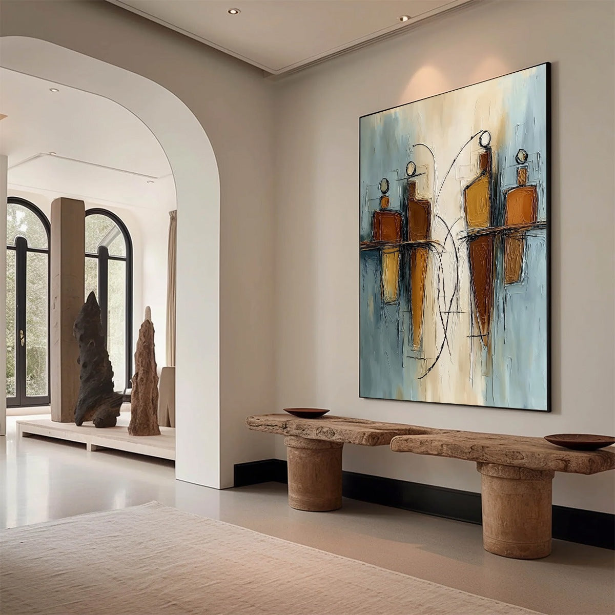 Convergence: Vertical Textured Abstract Oil Painting for Walls - Image 7