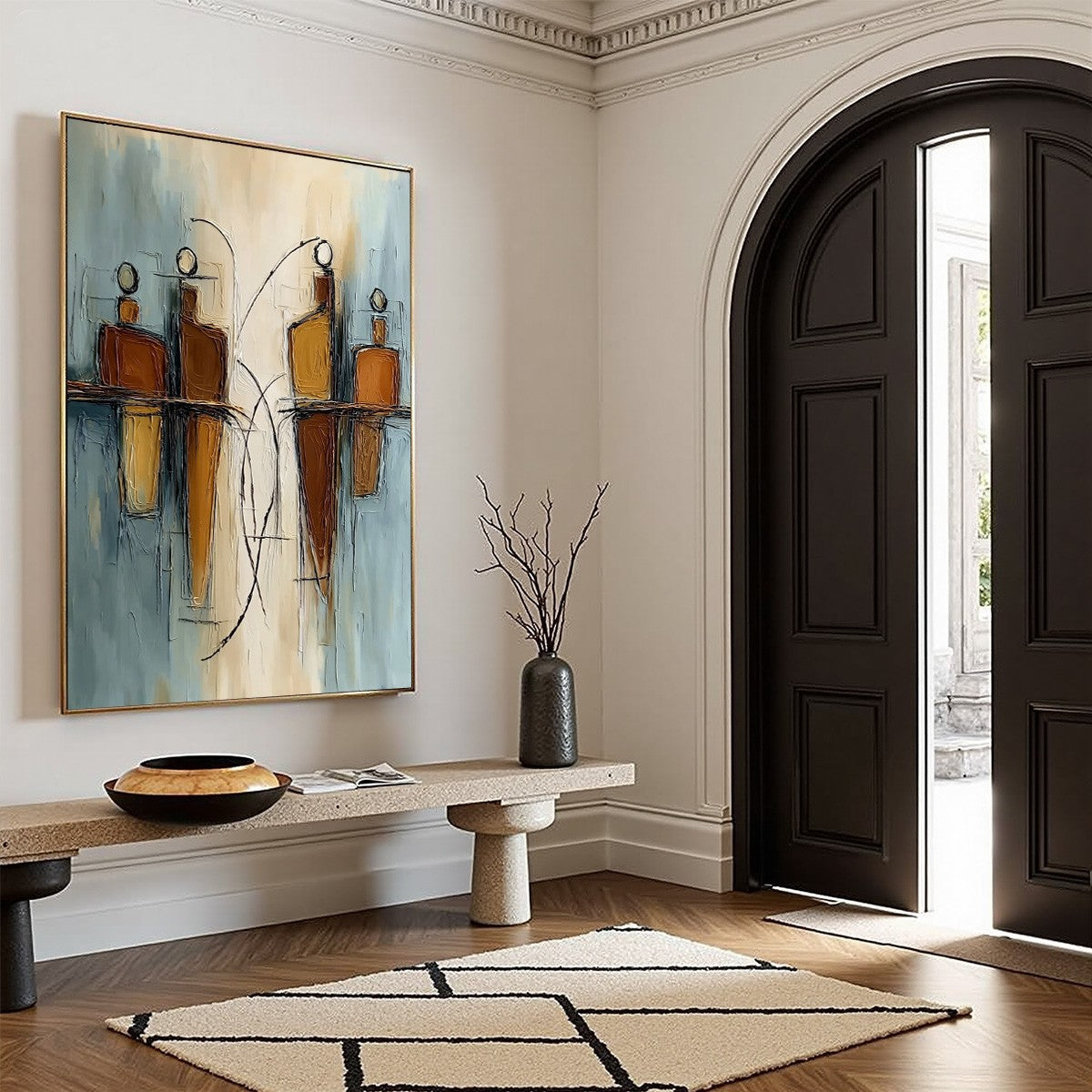 Convergence: Vertical Textured Abstract Oil Painting for Walls - Image 8