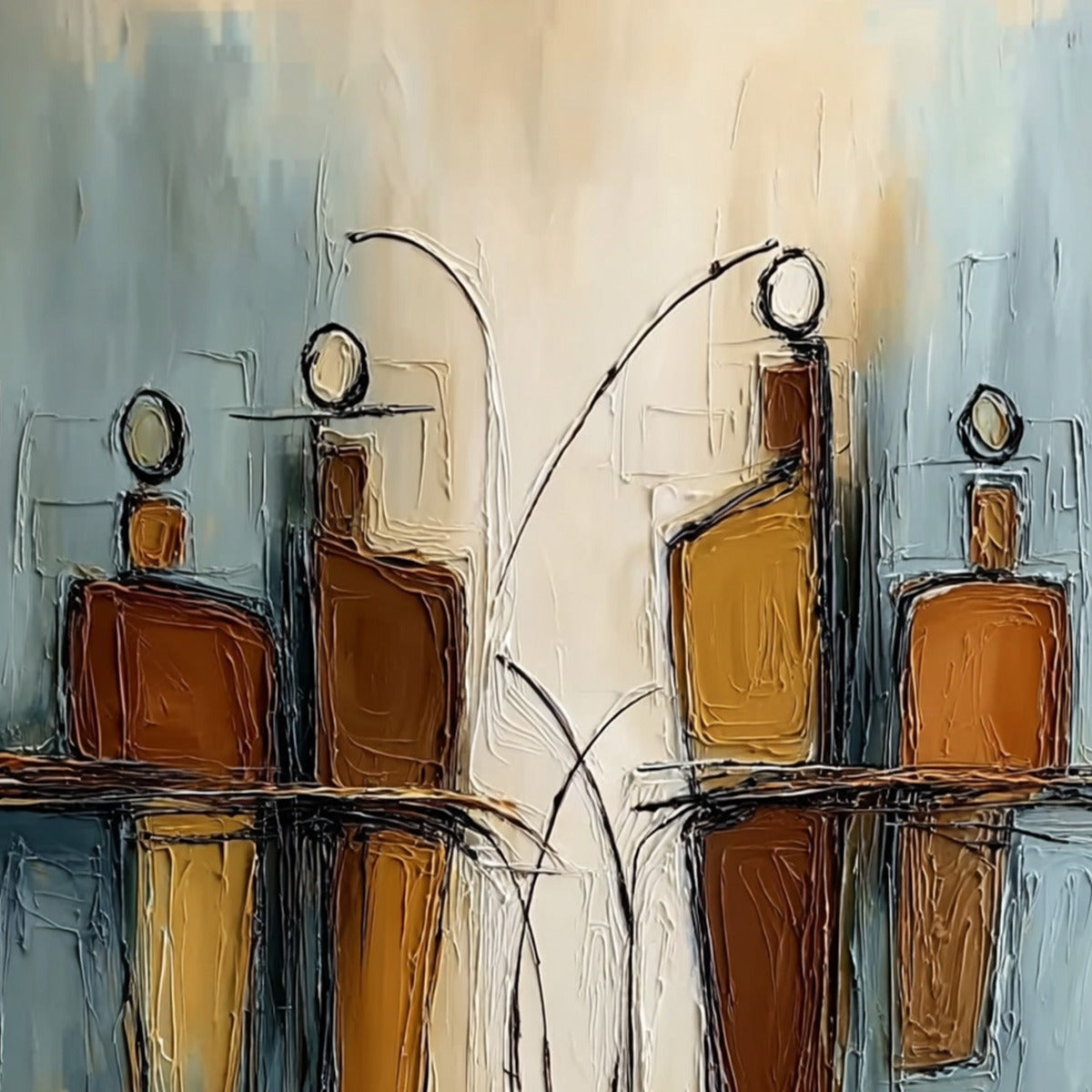 Convergence: Vertical Textured Abstract Oil Painting for Walls - Image 3