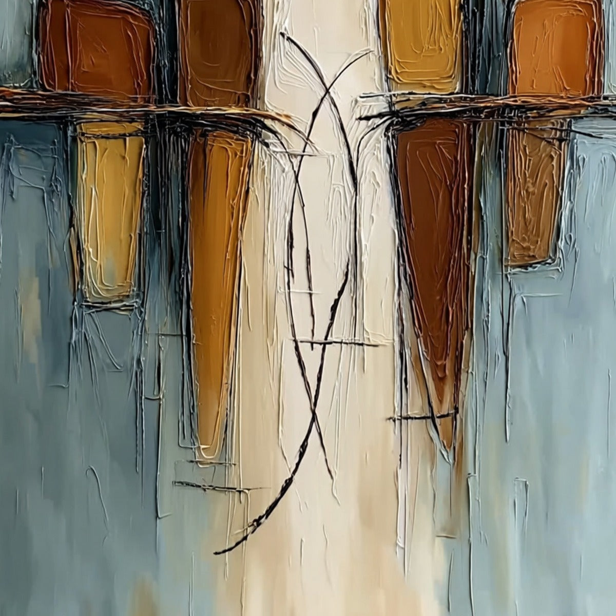 Convergence: Vertical Textured Abstract Oil Painting for Walls - Image 5