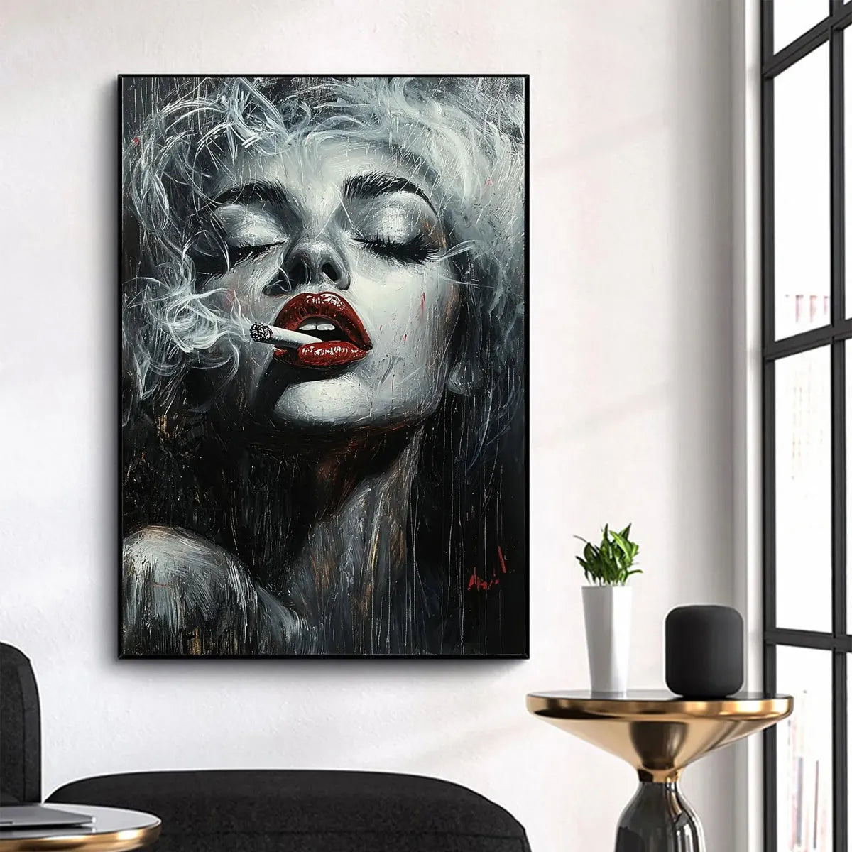 CRIMSON MUSE: Vertical Portrait Oil Painting on Canvas - Image 6