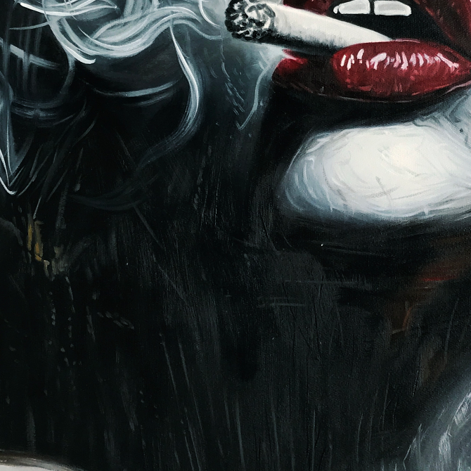 CRIMSON MUSE: Vertical Portrait Oil Painting on Canvas - Image 5