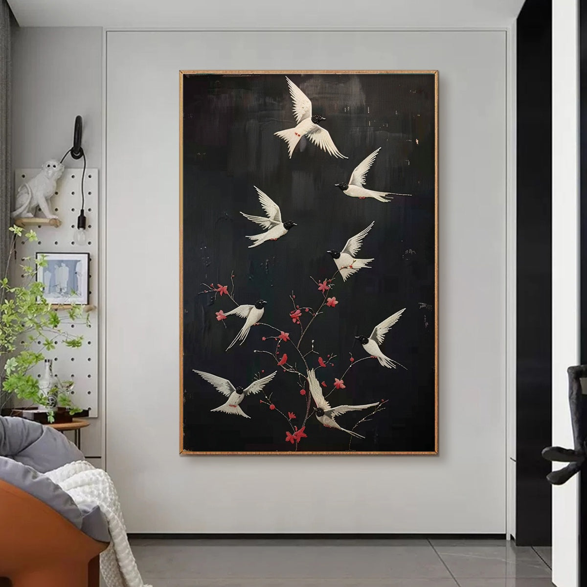 DANCING IN THE DARK: Beaded Birds and Blossoms Artwork - Image 2