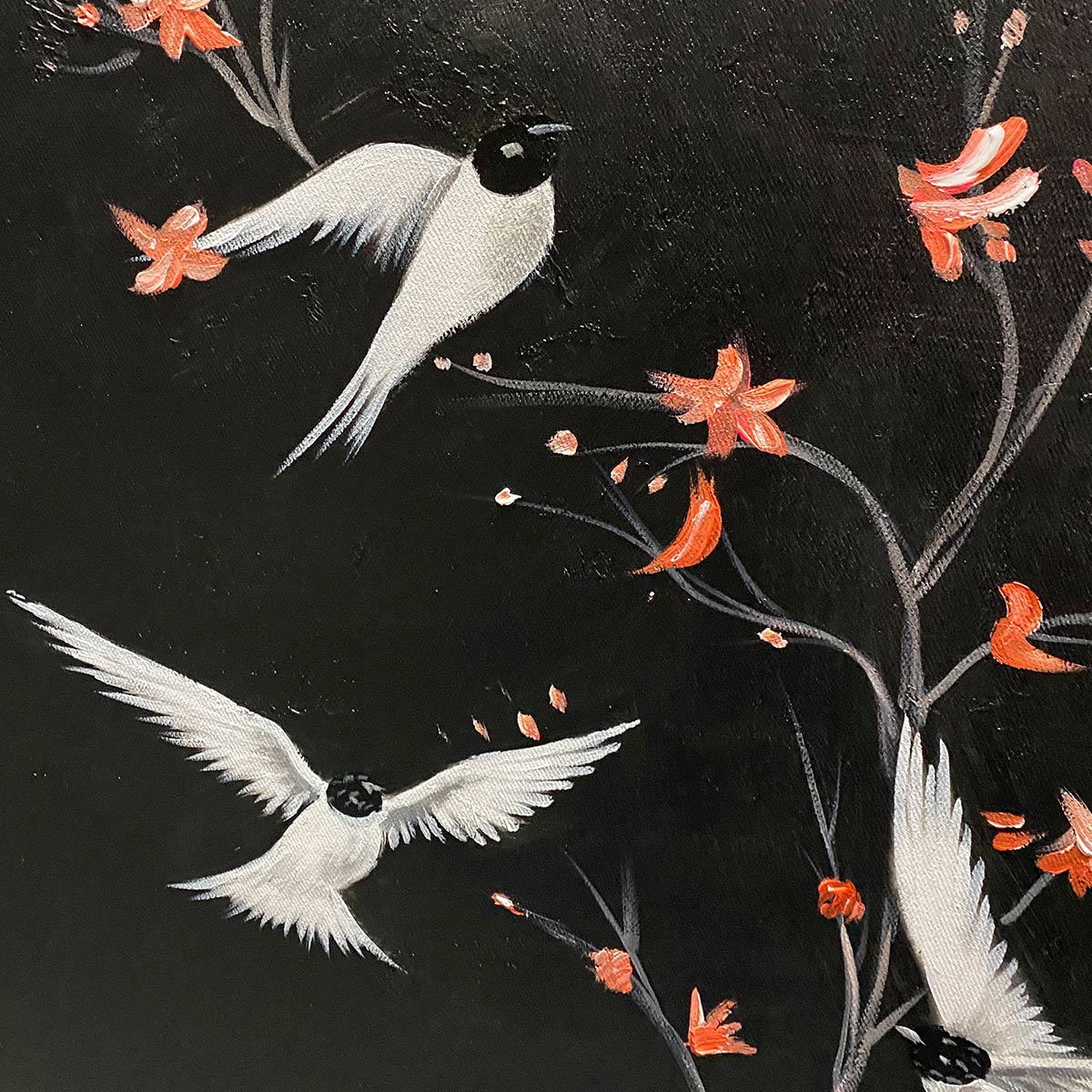 DANCING IN THE DARK: Beaded Birds and Blossoms Artwork - Image 3