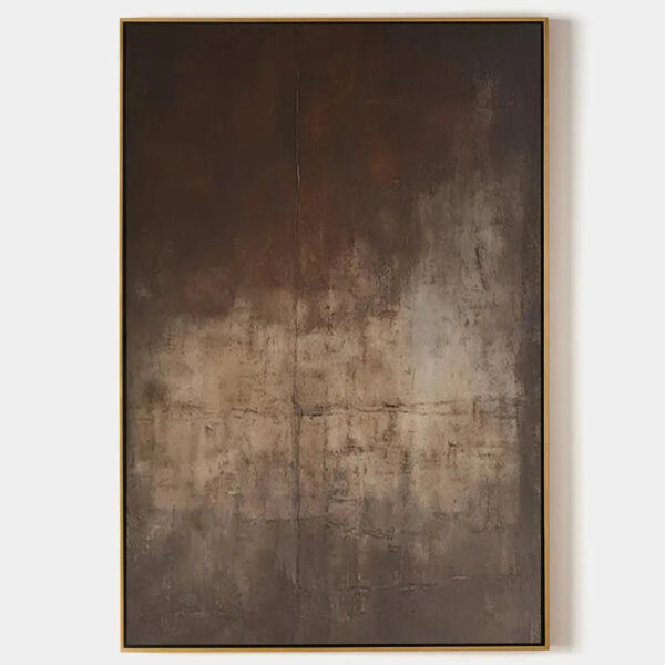 DARK BROWN TEXTURED ABSTRACT: Minimalist Textured Painting