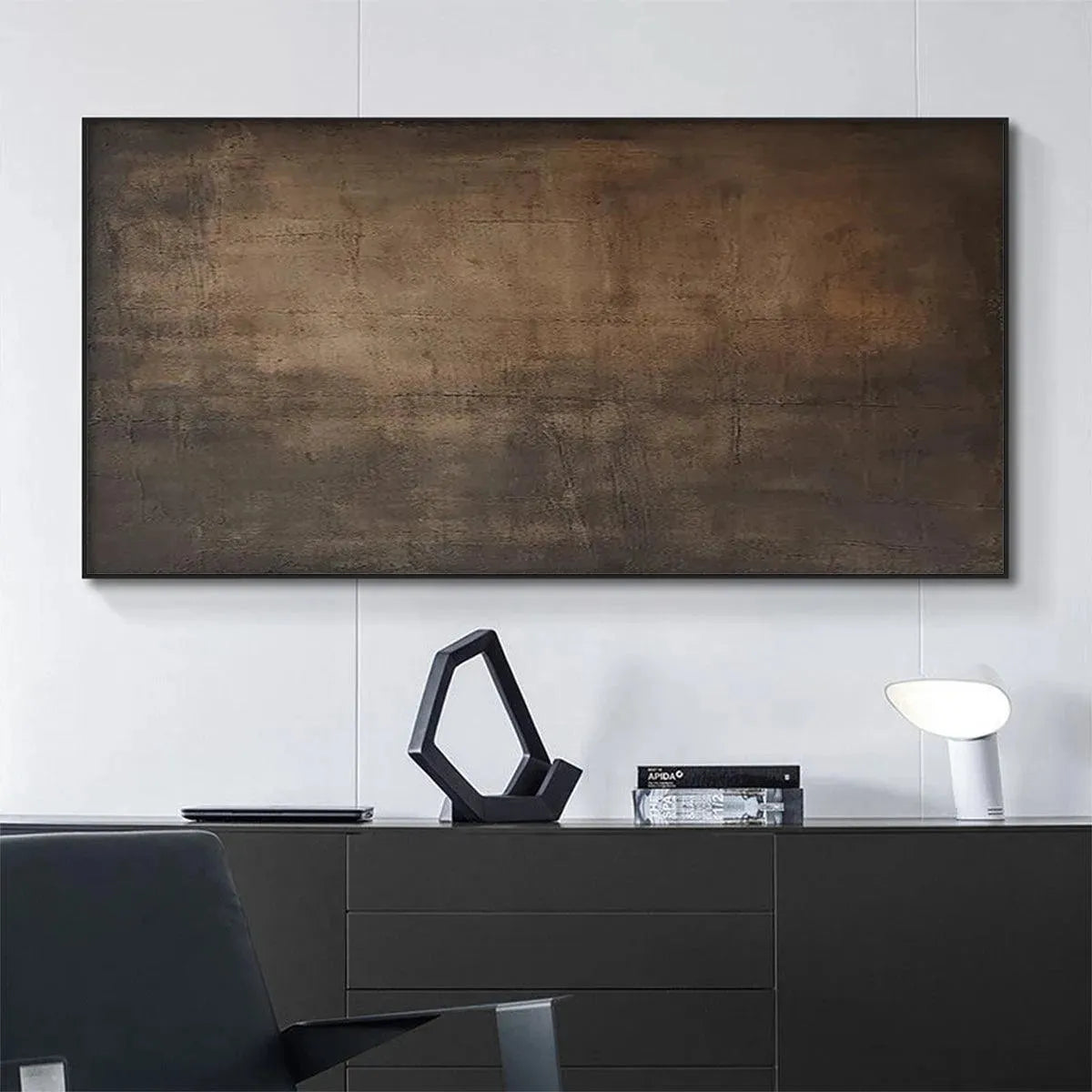 DARK BROWN TEXTURED LANDSCAPE: Abstract Painting in Brown - Image 2