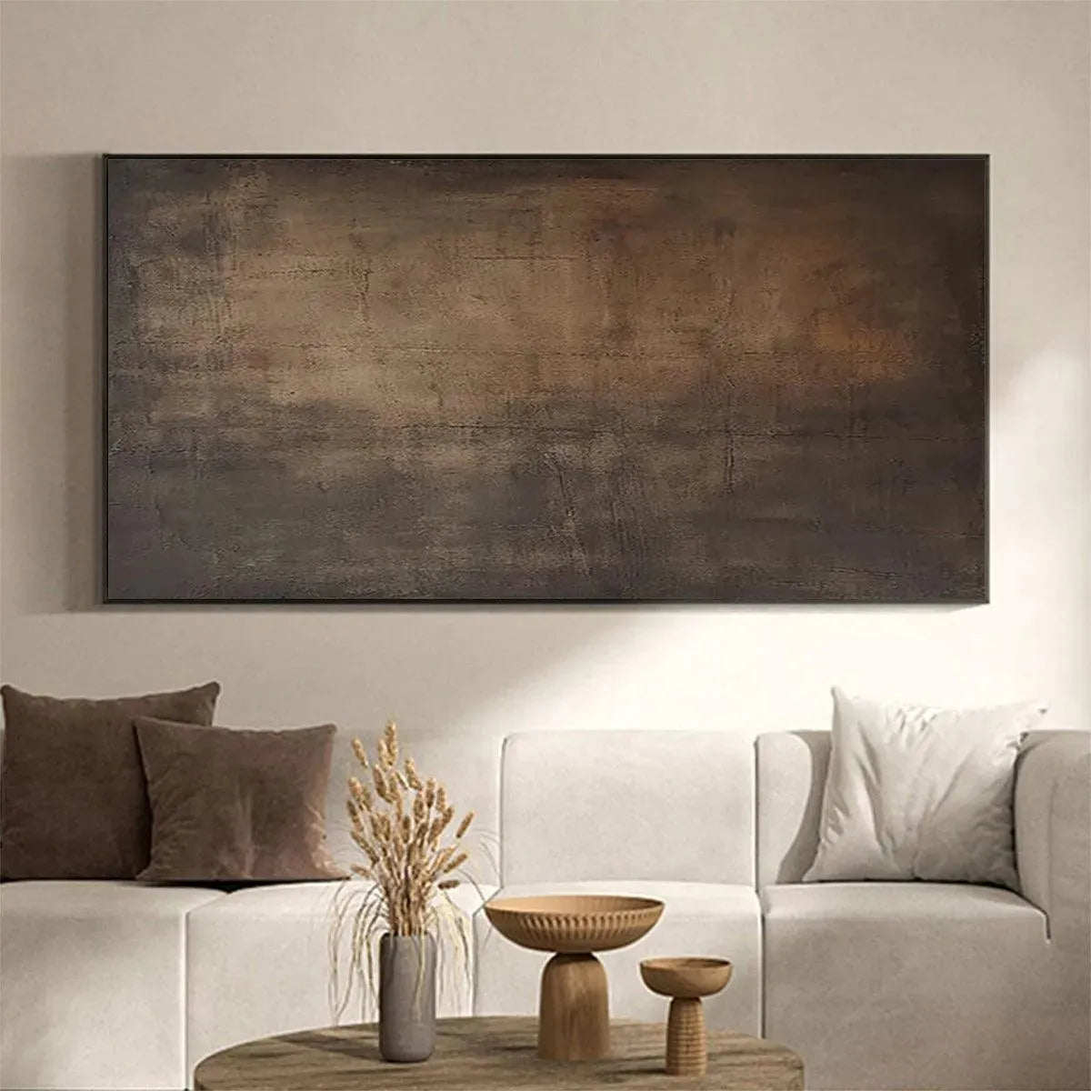 DARK BROWN TEXTURED LANDSCAPE: Abstract Painting in Brown - Image 8