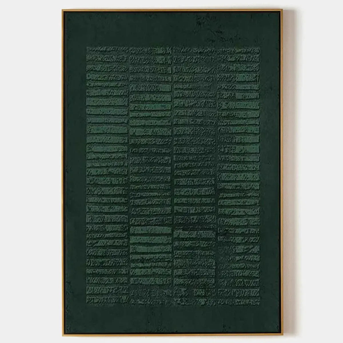 DARK GREEN TEXTURED GRID: Minimalist Textured Painting
