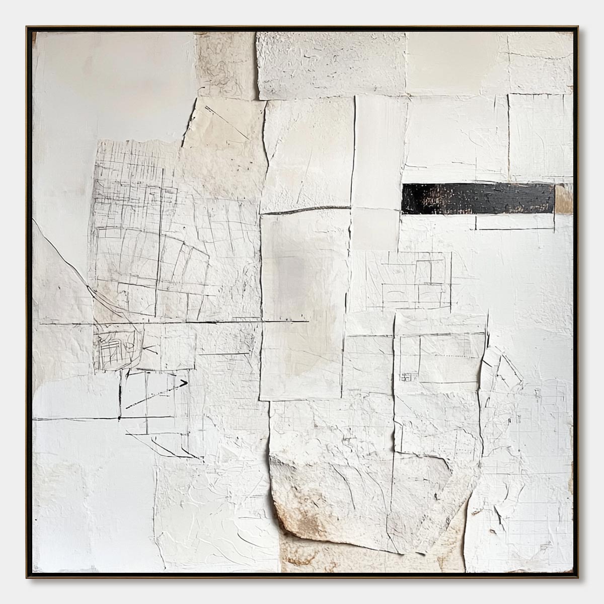 DECONSTRUCTED PLANS: Textured Minimalist Architectural Abstract Painting