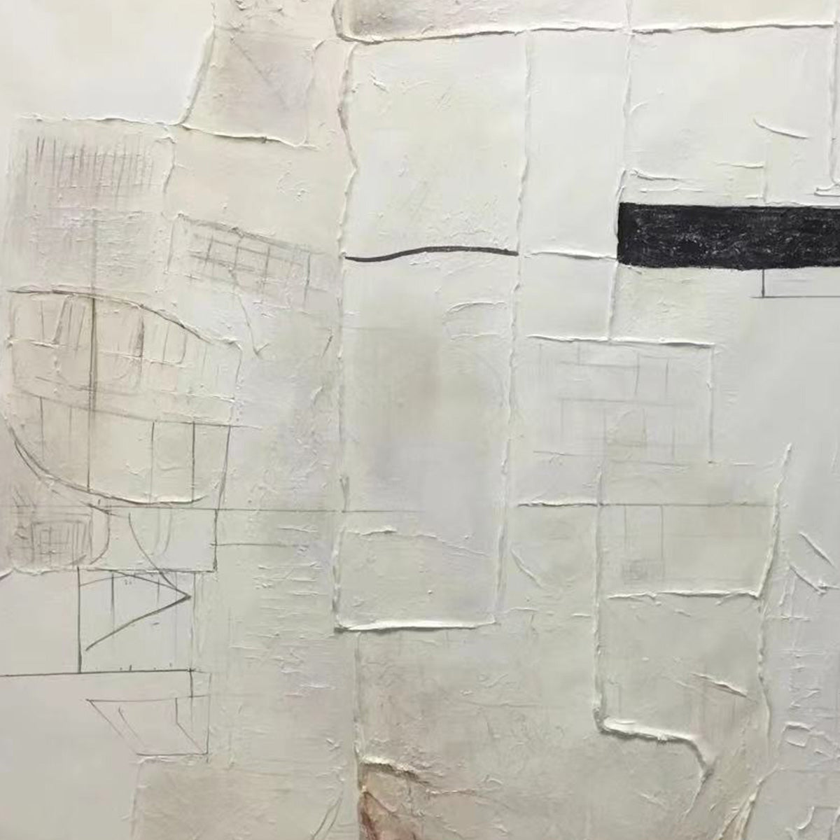 DECONSTRUCTED PLANS: Textured Minimalist Architectural Abstract Painting - Image 3