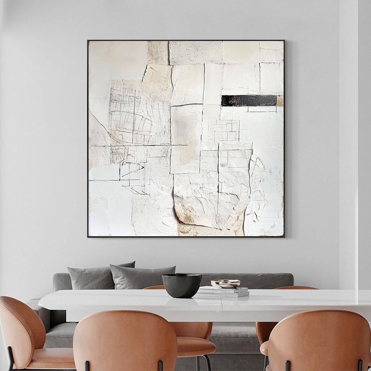 DECONSTRUCTED PLANS: Textured Minimalist Architectural Abstract Painting - Image 5