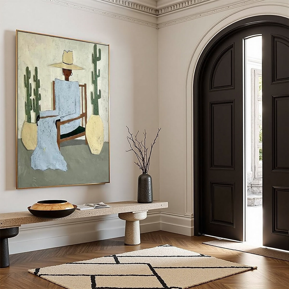 DESERT POISE: Minimalist Figurative Portrait Oil Painting - Image 6