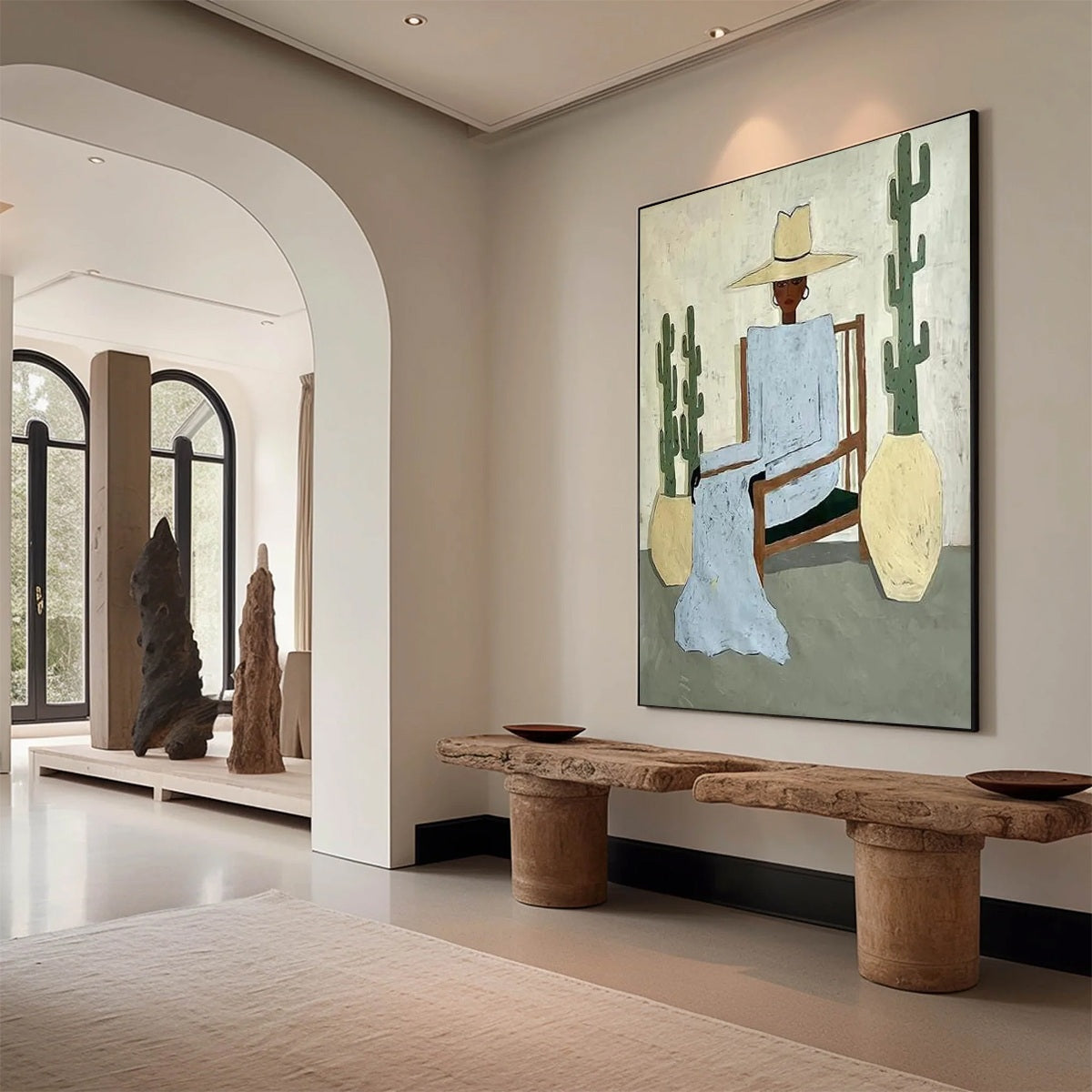DESERT POISE: Minimalist Figurative Portrait Oil Painting - Image 7