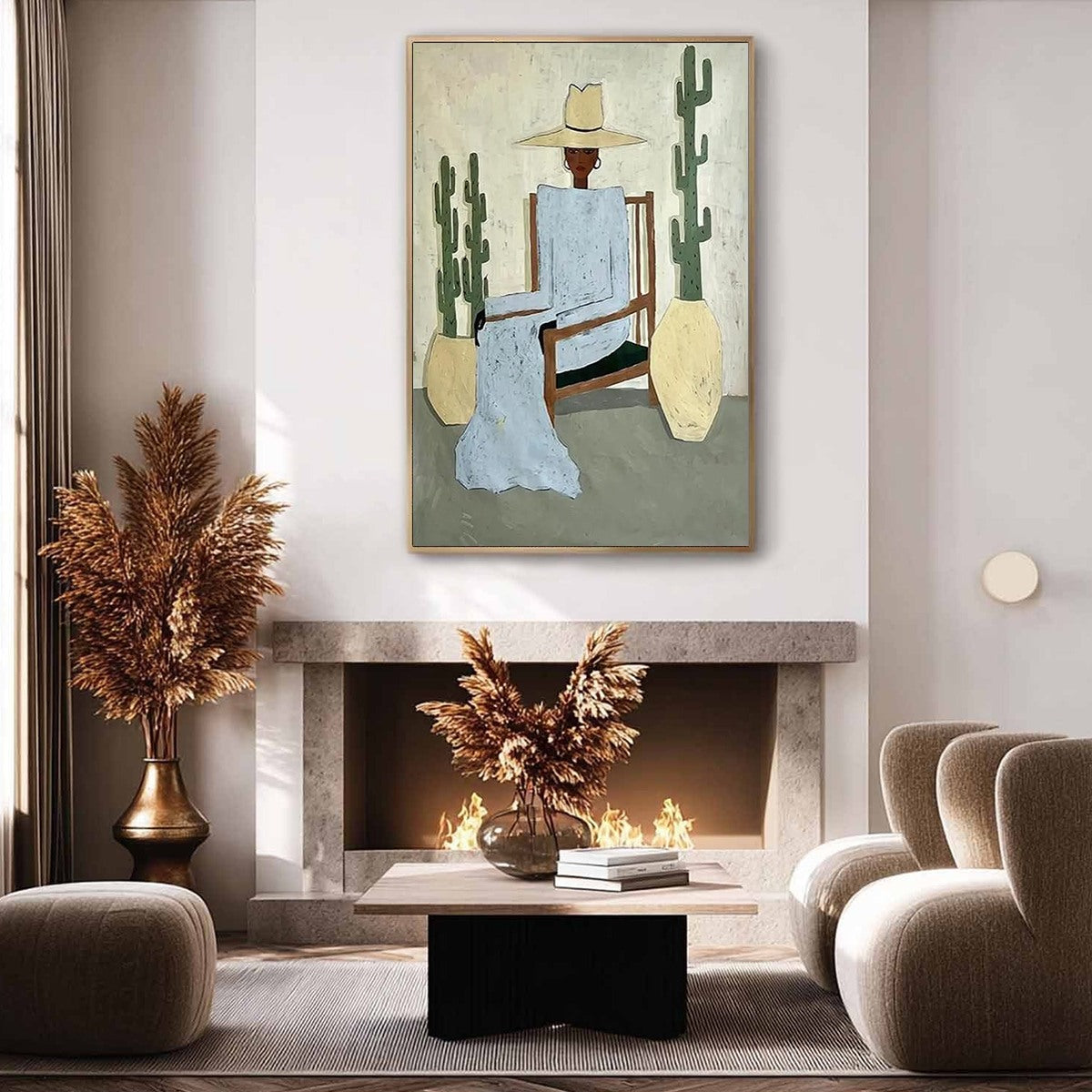 DESERT POISE: Minimalist Figurative Portrait Oil Painting - Image 8