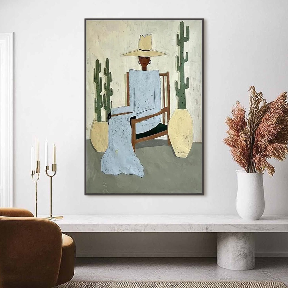 DESERT POISE: Minimalist Figurative Portrait Oil Painting - Image 2