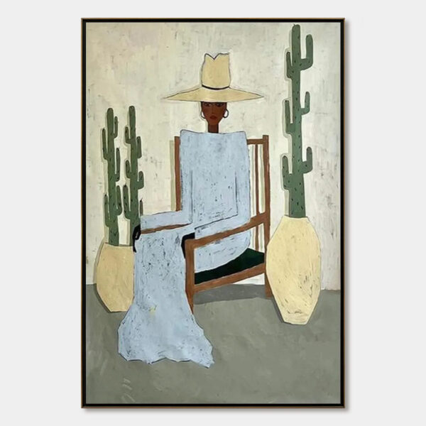 DESERT POISE: Minimalist Figurative Portrait Oil Painting