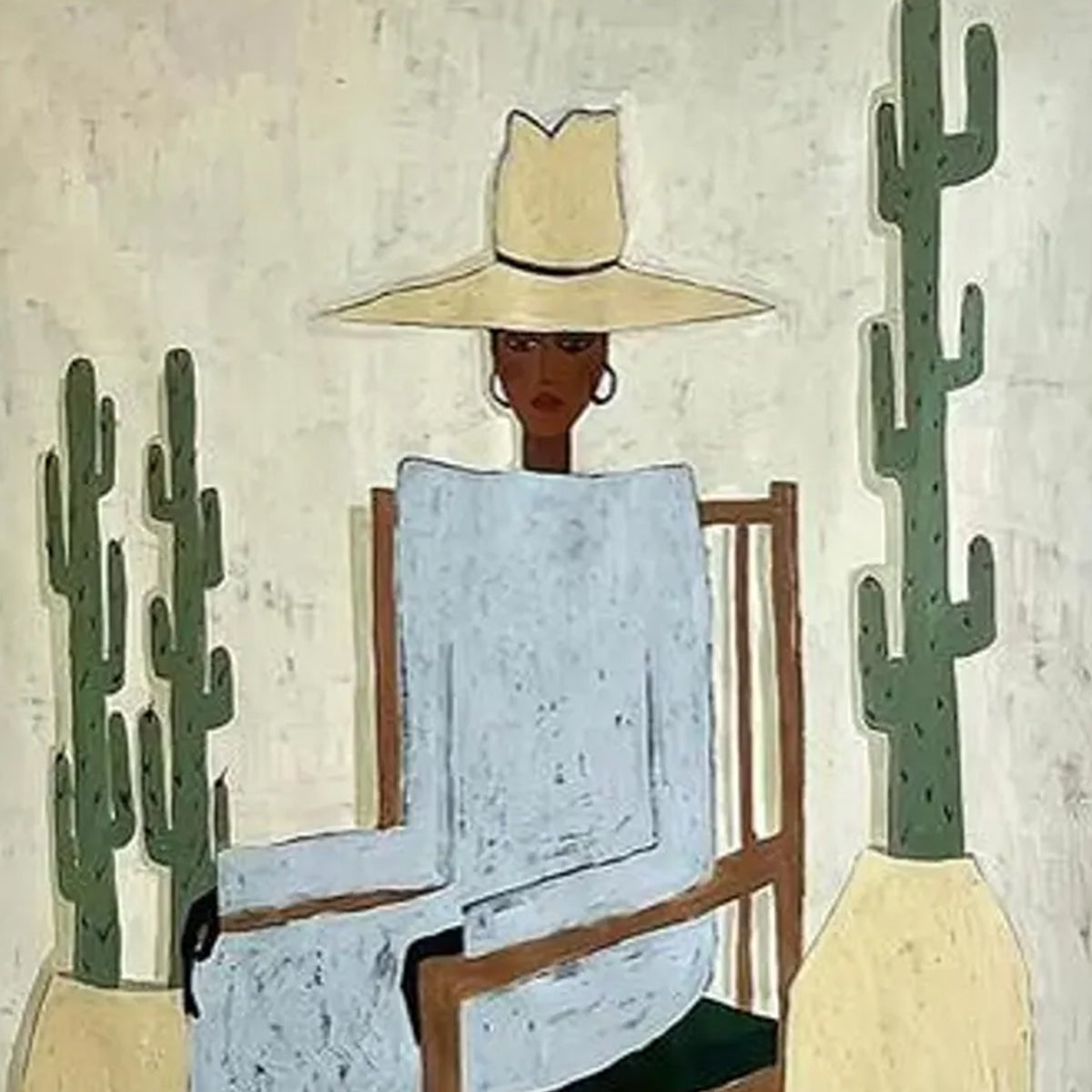 DESERT POISE: Minimalist Figurative Portrait Oil Painting - Image 3
