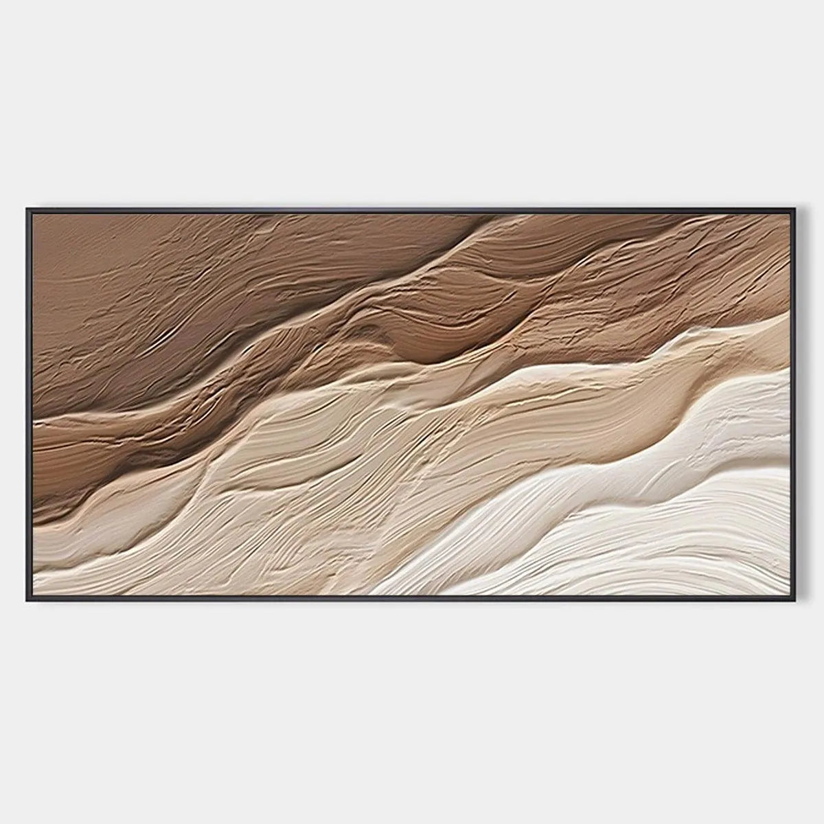 DESERT FLOW: Textured Abstract Landscape Painting in Brown and Beige