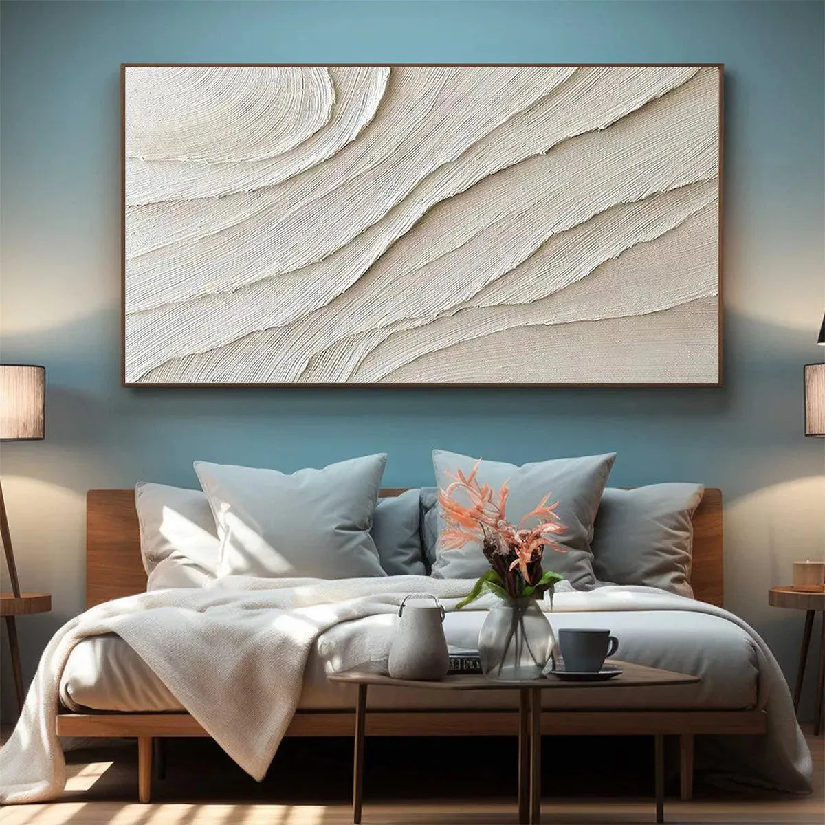 DESERT FLOW: Beige Abstract Minimalist Textured Painting for Living Room - Image 8