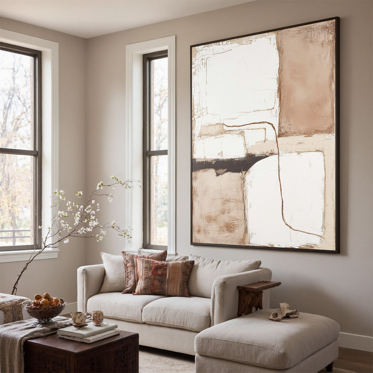 DESERT FLOW: Minimalist Abstract Textured Oil Painting - Image 4