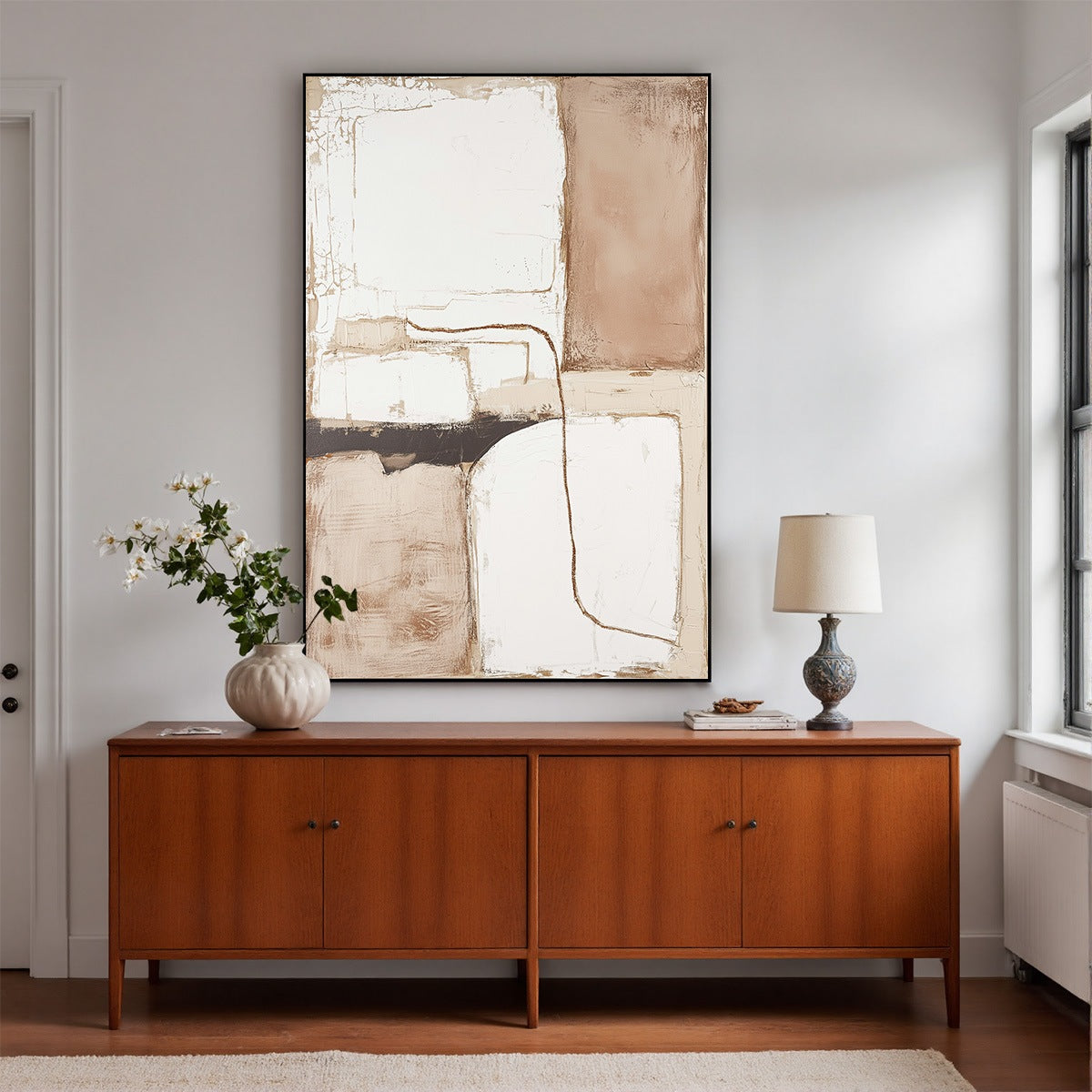 DESERT FLOW: Minimalist Abstract Textured Oil Painting - Image 8