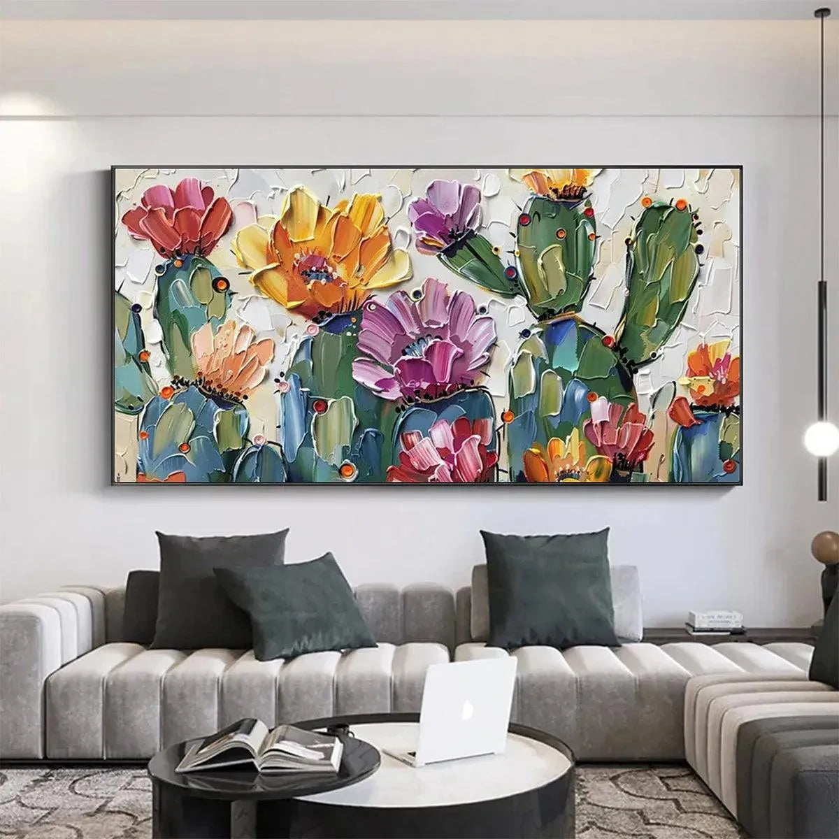 DESERT GARDEN: Textured Cactus Impasto Painting - Image 2