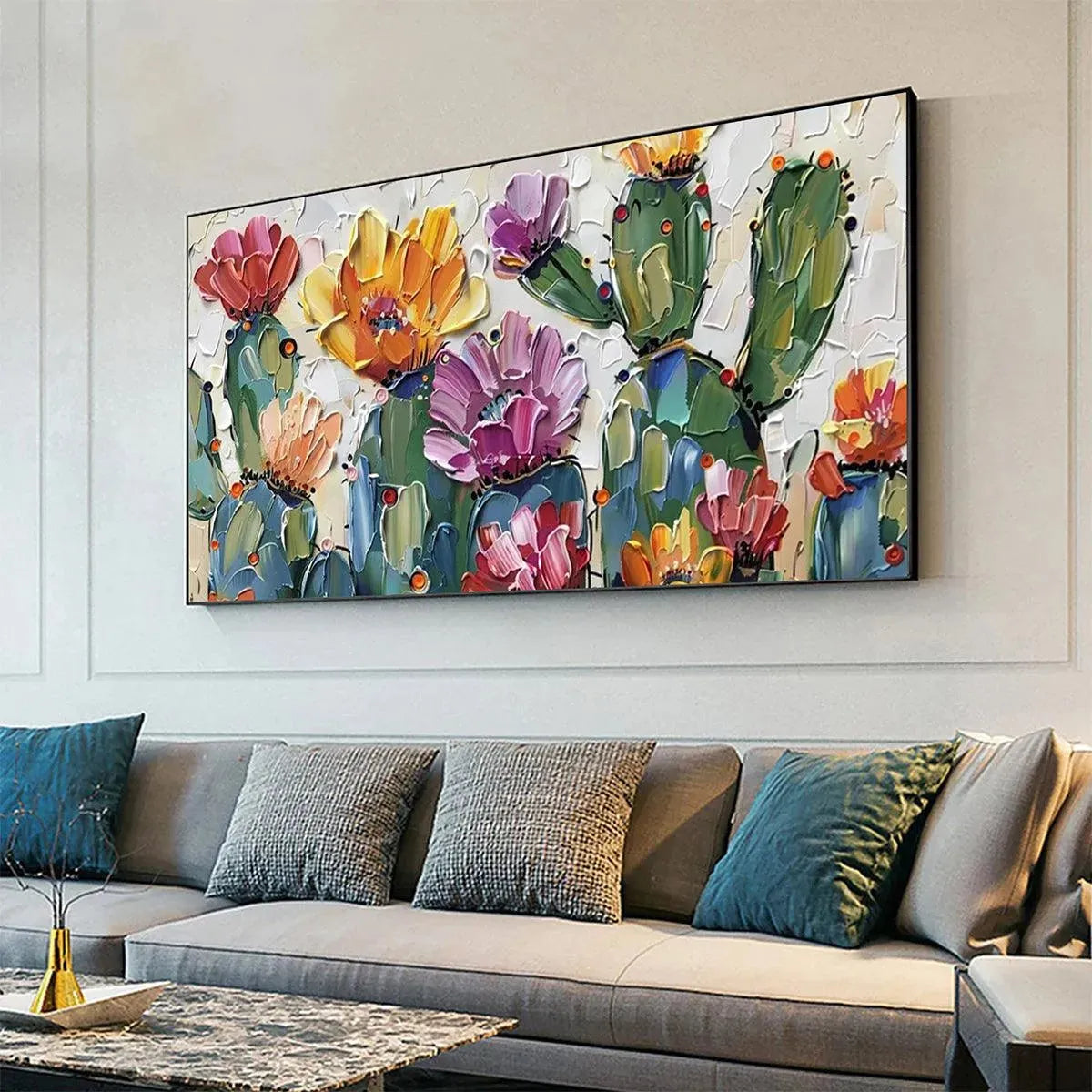 DESERT GARDEN: Textured Cactus Impasto Painting - Image 4