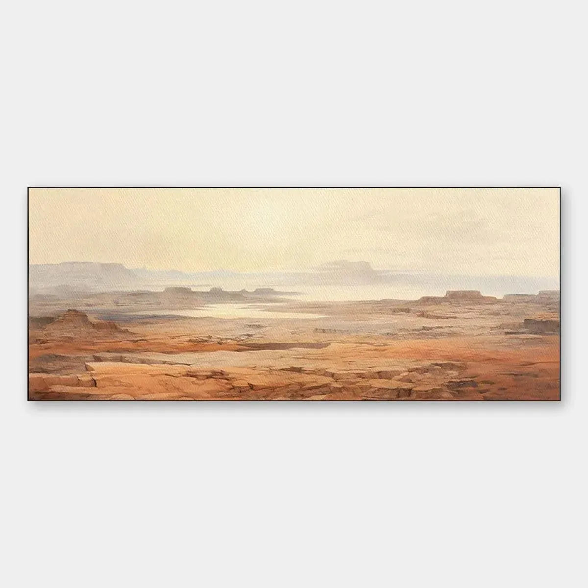 DESERT MIST PANORAMIC: Desert Landscape Painting, Panoramic Wall Art, Minimalist Decor