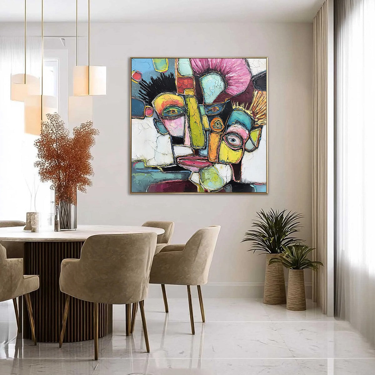 DIALOGUE IN COLOR: Colorful Abstract Impasto Portrait Painting - Image 4