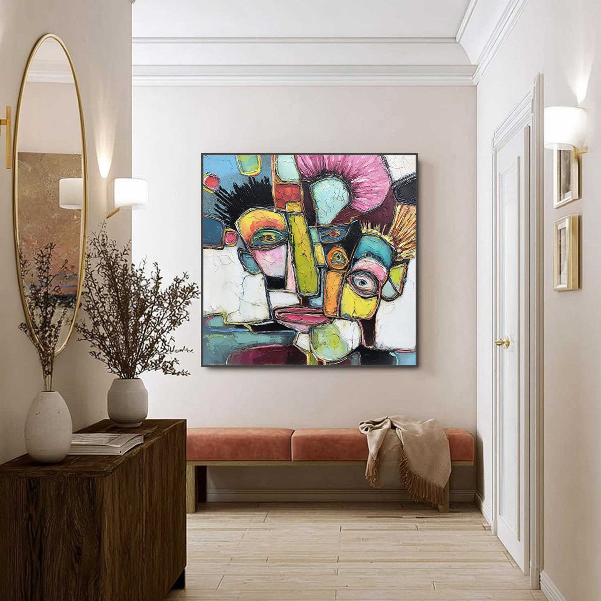 DIALOGUE IN COLOR: Colorful Abstract Impasto Portrait Painting - Image 6