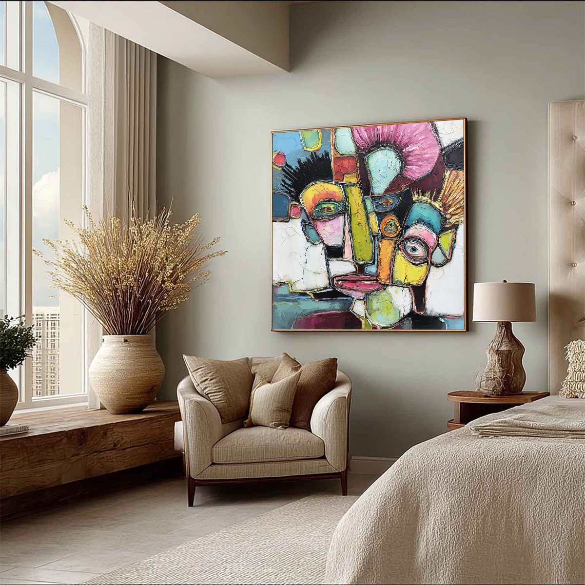 DIALOGUE IN COLOR: Colorful Abstract Impasto Portrait Painting - Image 8