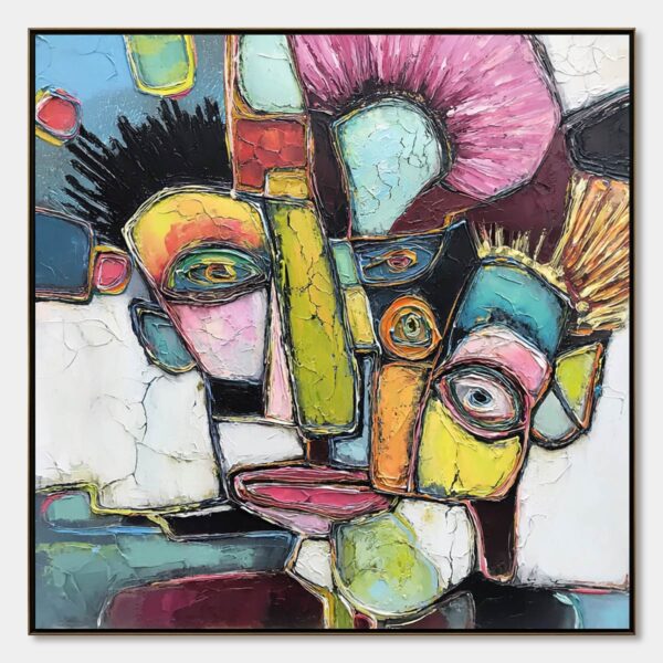 DIALOGUE IN COLOR: Colorful Abstract Impasto Portrait Painting