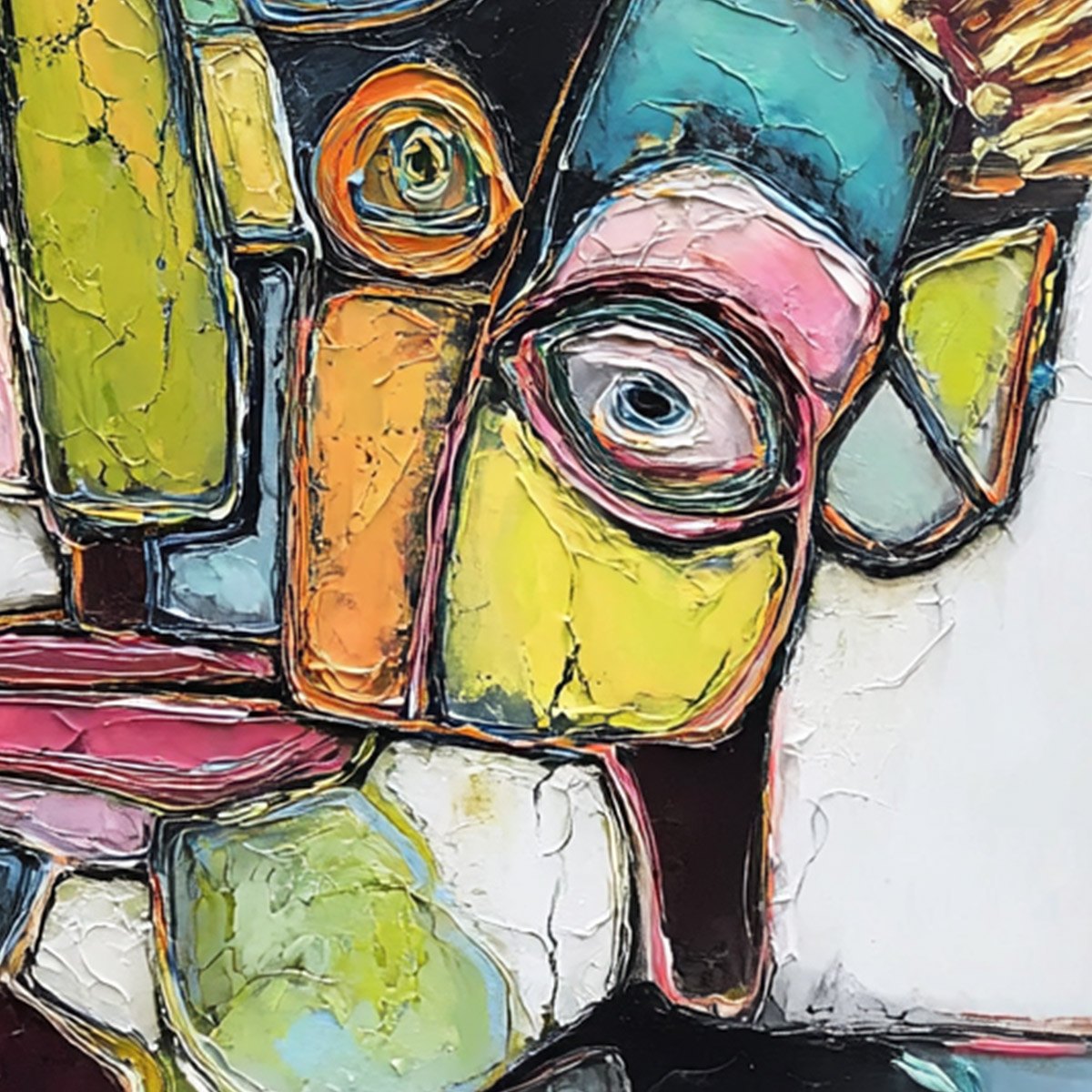 DIALOGUE IN COLOR: Colorful Abstract Impasto Portrait Painting - Image 3