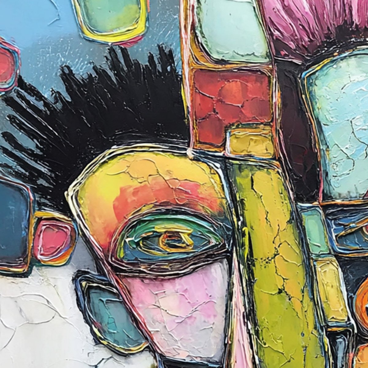 DIALOGUE IN COLOR: Colorful Abstract Impasto Portrait Painting - Image 5