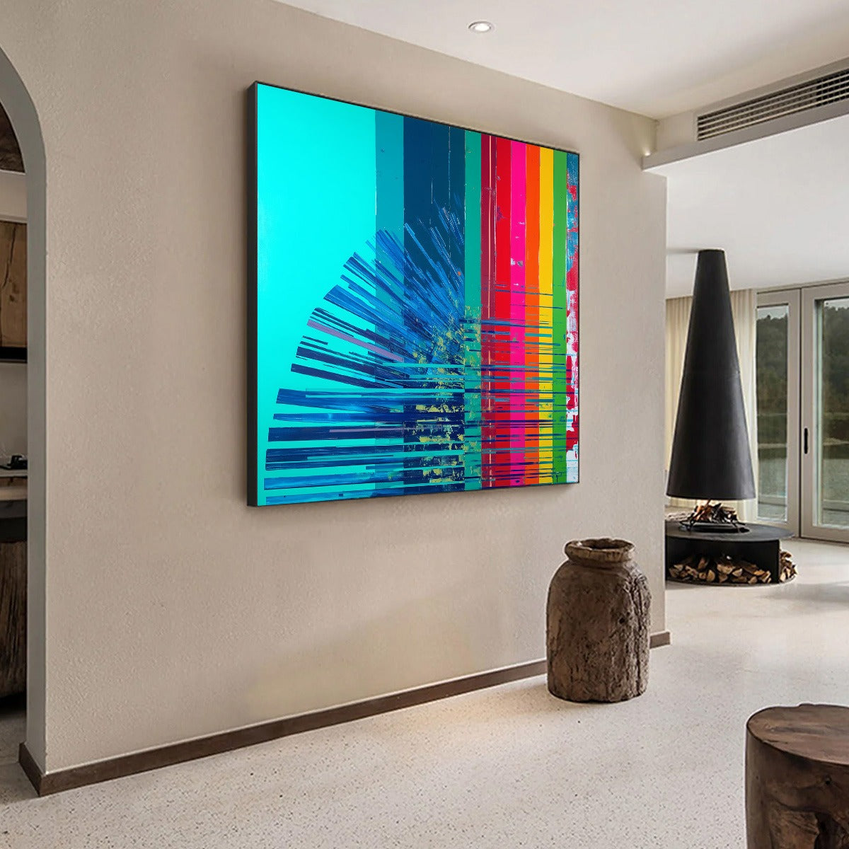 DIGITAL DAWN: Vibrant Abstract Modern Oil Painting - Image 5