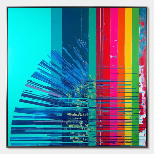 DIGITAL DAWN: Vibrant Abstract Modern Oil Painting